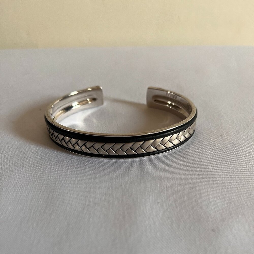 Effy Silver Braided and Leather Bracelet Cuff